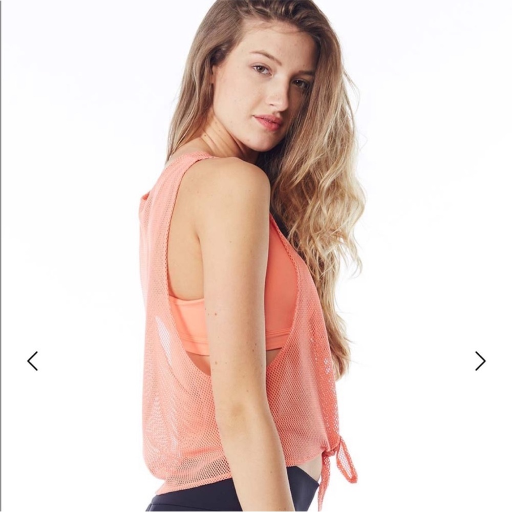 Free People NWOT Peach Coral Mesh Tie-Side Tank Boho